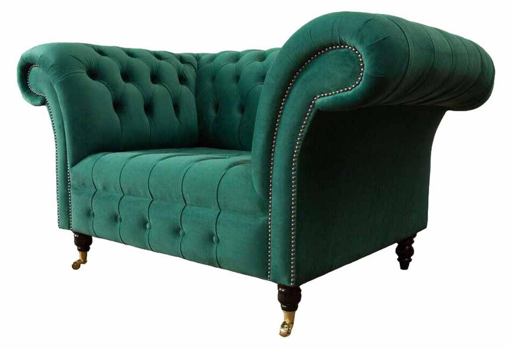 Grün Chesterfield Design Sofa Sessel Polster Luxus Textil