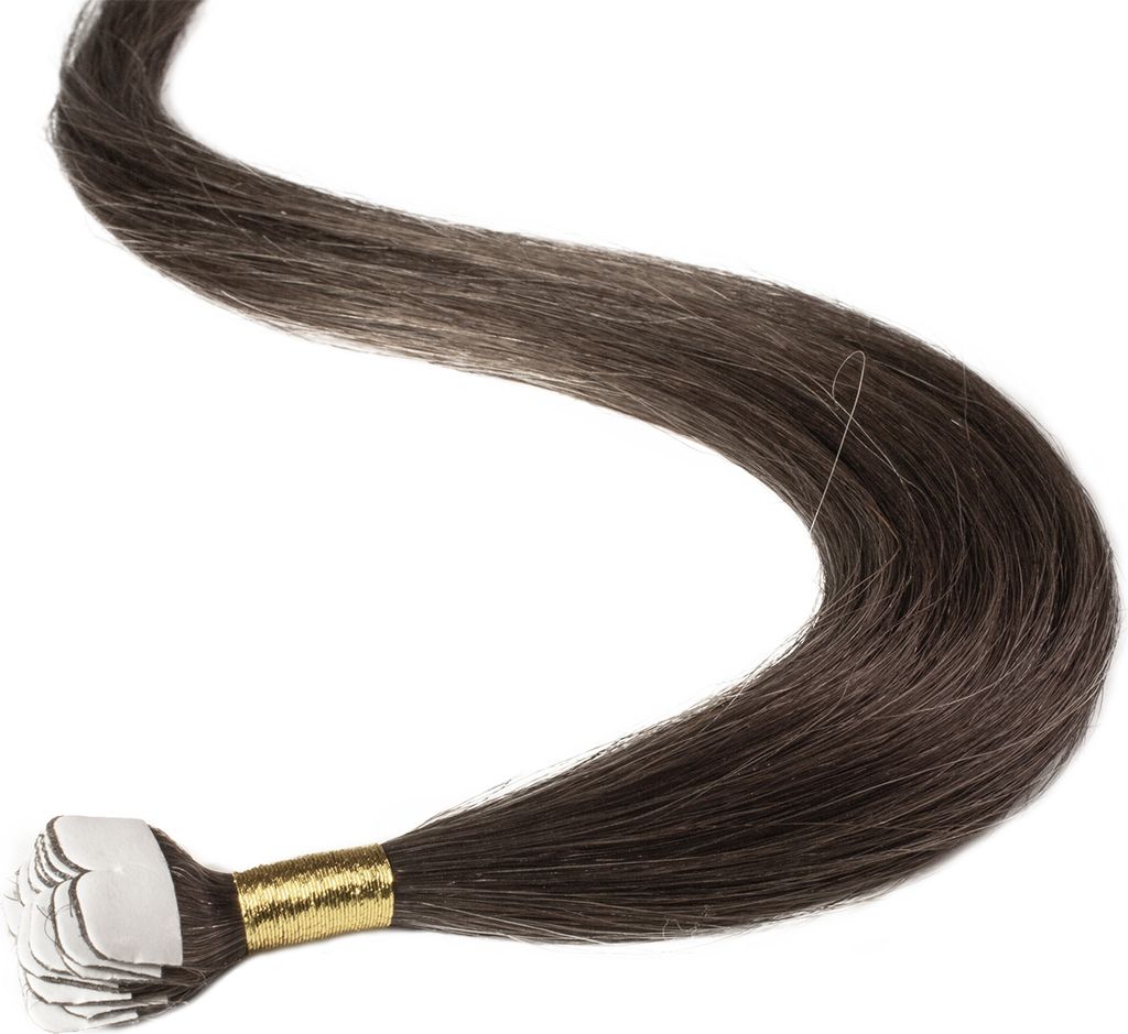 Hair2heart Tape Extensions Echthaar – 10 Tapes à 2.5g, 50cm Länge, Farbe 4/0 Mittelbraun, Für Natürliche Haarverdichtung & Verlängerung