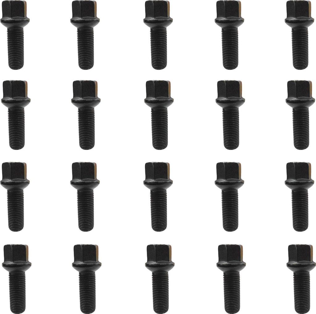 20x Radschraube M14x1,5 Kugelbund R13 schwarz 50 mm | Schlüsselweite 17 mm kompatibel mit Bentley Continental GT 4x4 3W Continental GTC 4x4 3W