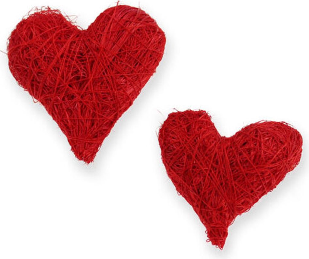 Sisalherzen 5-6 cm Rot 24 St - Dekoherzen für Hochzeit, Valentinstag, Tischdeko, Basteln, 12 Stück