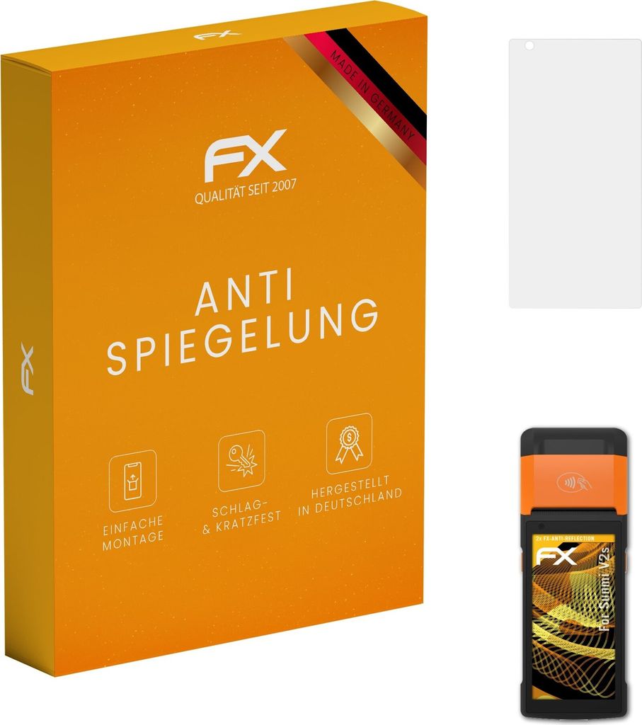 atFoliX FX-Antireflex 2x Schutzfolie kompatibel mit Sunmi V2s Displayfolie