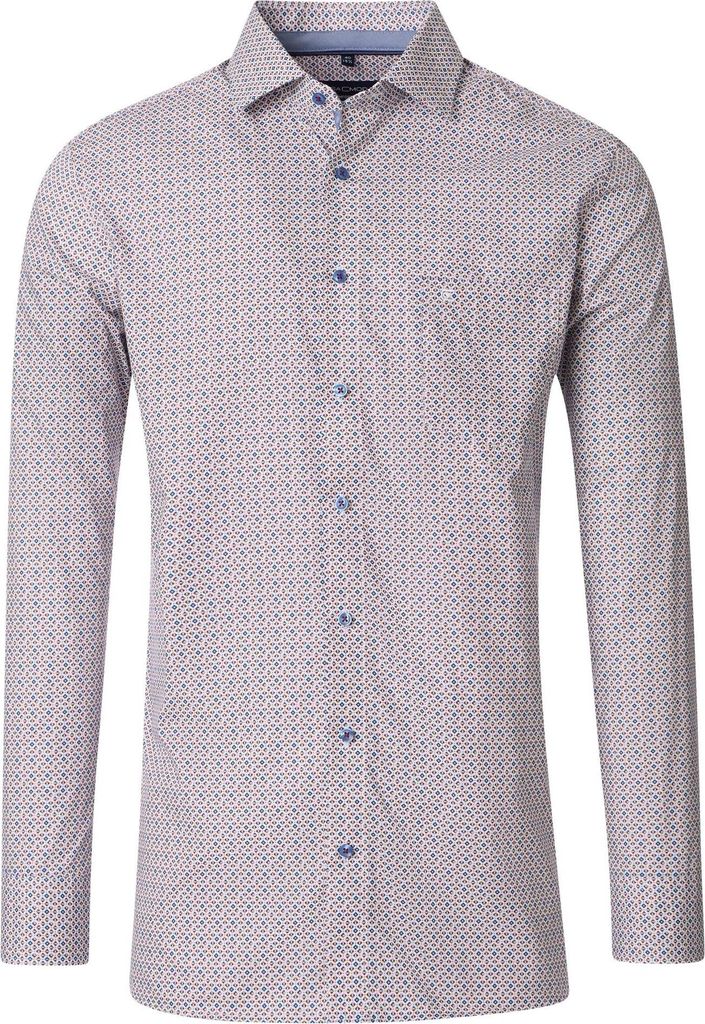 CASAMODA Herren Businesshemd Langarm Kent Comfort-Fit Druck Rot 52