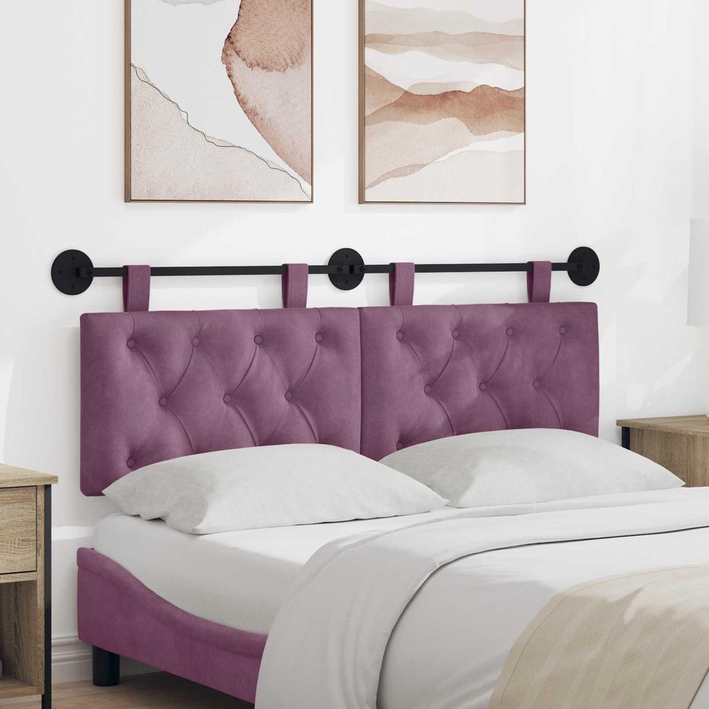 Hängevorderseite - VIDAXL - Bettkopfteil - Wandmontiert Lila 150 x 55 x 7 cm Samt