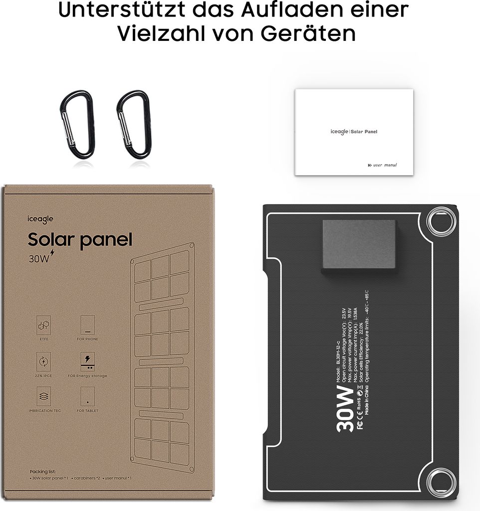 Ladegerät Usb C Solar Ladegerät 30W,SBAOH USB Faltbar Solar Panel Für Power Bank
