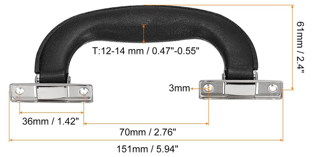 3Stk Gep?ck Griffe 151mm/5.94" Plastik Zuggriff Reisekoffer Geh?use Ersatz Handgriffe mit Schrauben fš¹r Geh?use Reisekoffer Werkzeugkiste Schwarz