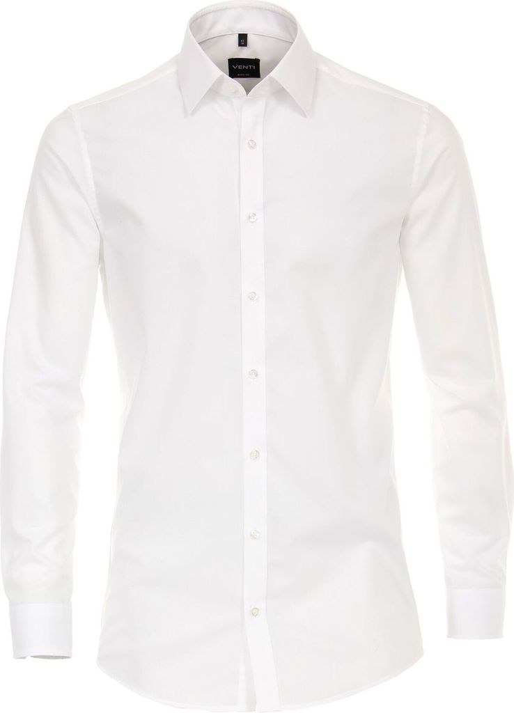 Venti - Body Fit - Herren Hemd unifarben mit Kent-Kragen in verschiedenen Farben (001420), Größe:46, Farbe:Weiß (000)