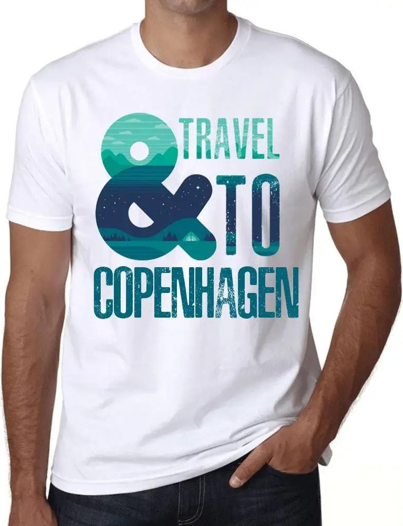 Herren Grafik T-Shirt Und nach Kopenhagen reisen – And Travel To Copenhagen – Öko-Verantwortlich Vintage Jahrgang Kurzarm Lustige Druck Geburt...