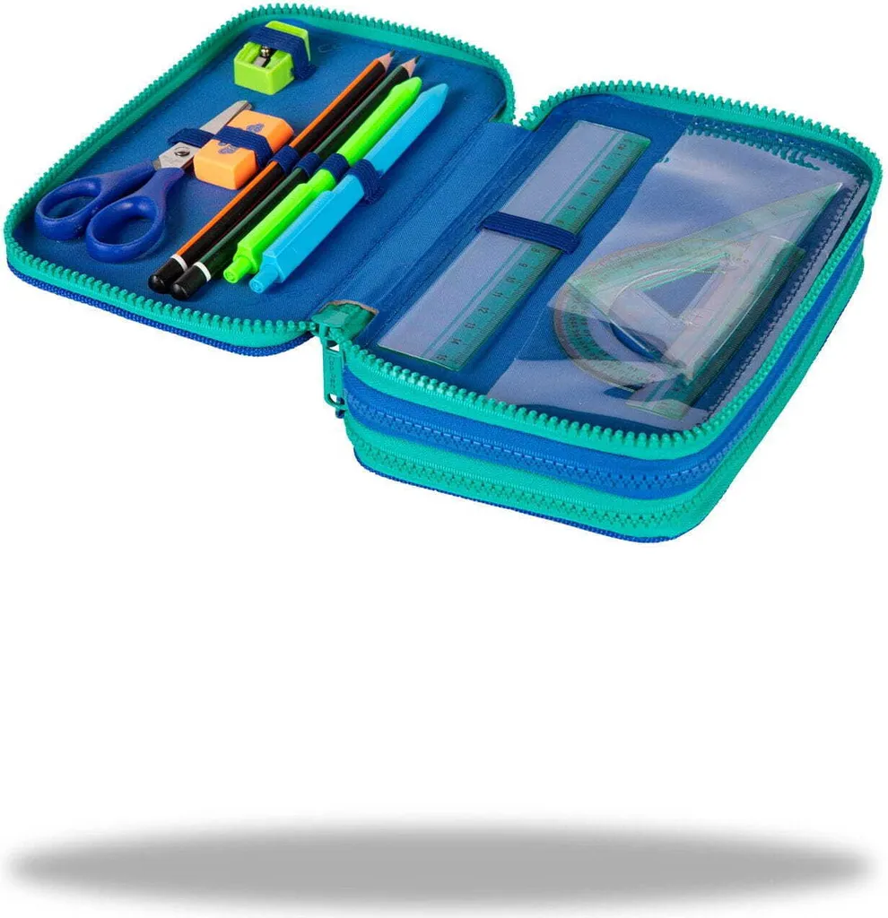 Plumier Triple Compartiment Gradient Ocean avec Accessoires de Bureau Enfant - 12