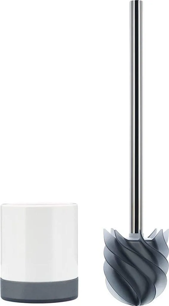 Brosse WC silicone grise effet lotus avec manche ergonomique pro