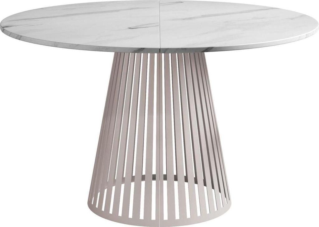MIRJAN24 Tisch Cone 100, Esszimmer Tisch, Beine aus Stahl (Farbe: Cashmere / Bianco Marmor)