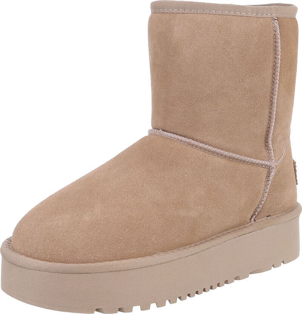 Ital-Design Damen Stiefeletten Plateaustiefeletten Warm gefüttert Snowboots 87283939 Hellbraun Gr. 38