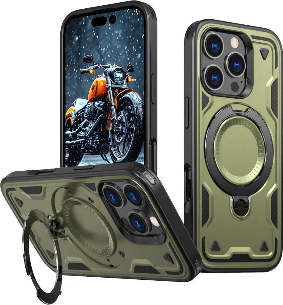 Protection intégrale iPhone 16 Pro vert coque antichoc rigide Lenuo
