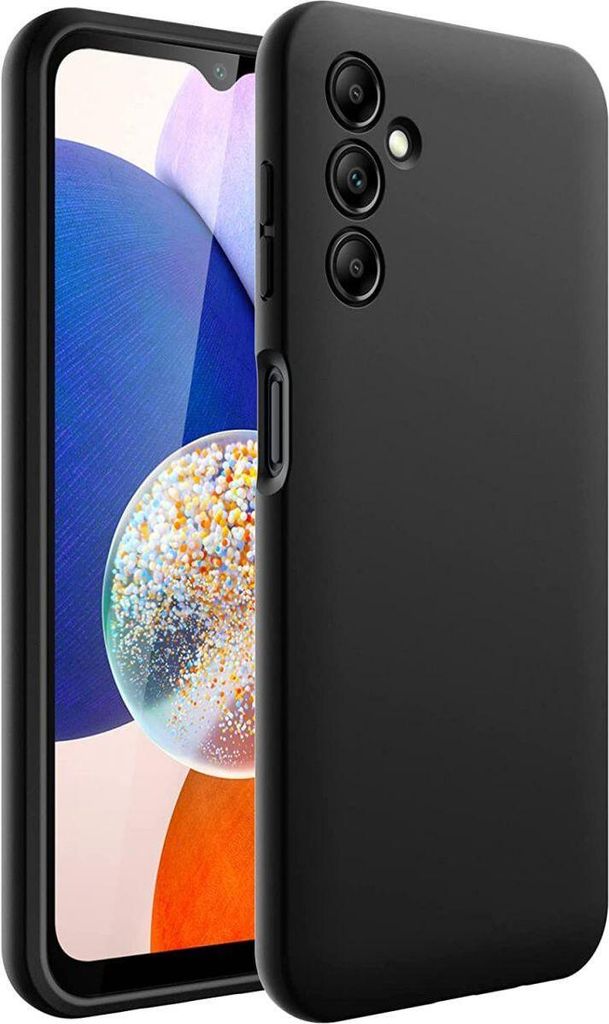 Hülle für Samsung Galaxy A14 5G Schwarz Matt Silikon Schutz Produktbild 