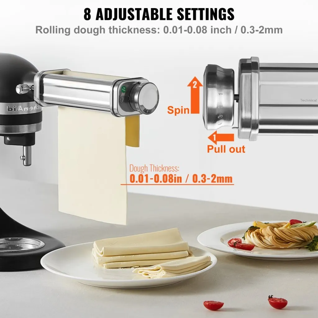 Machine à pâtes en inox 3 pièces avec rouleaux réglables et brosse incluse - 3