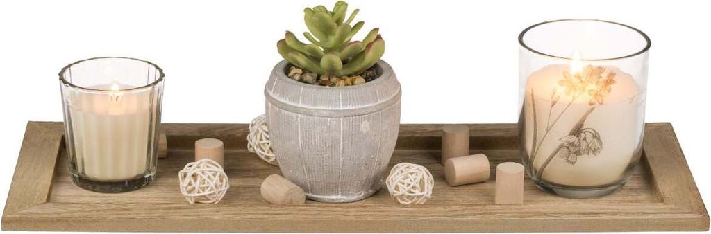 Assiette en bois Out of the Blue avec 2 bougies en verre Image du produit 