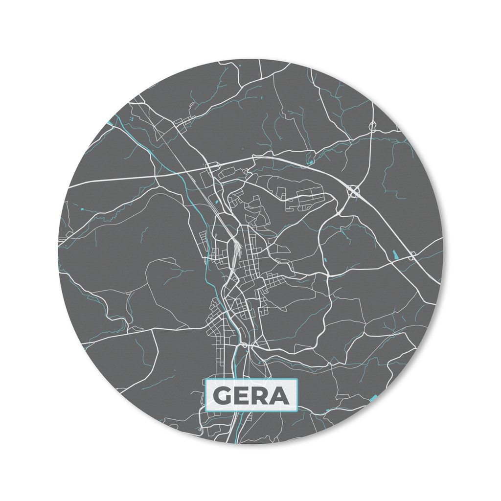 MuchoWow Mauspad Mousepad Karte - Stadtplan - Gera - Deutschland - Blau 50x50 cm - Mousepads - Maus Mat - Pad - Mausunterlage - Vinyl