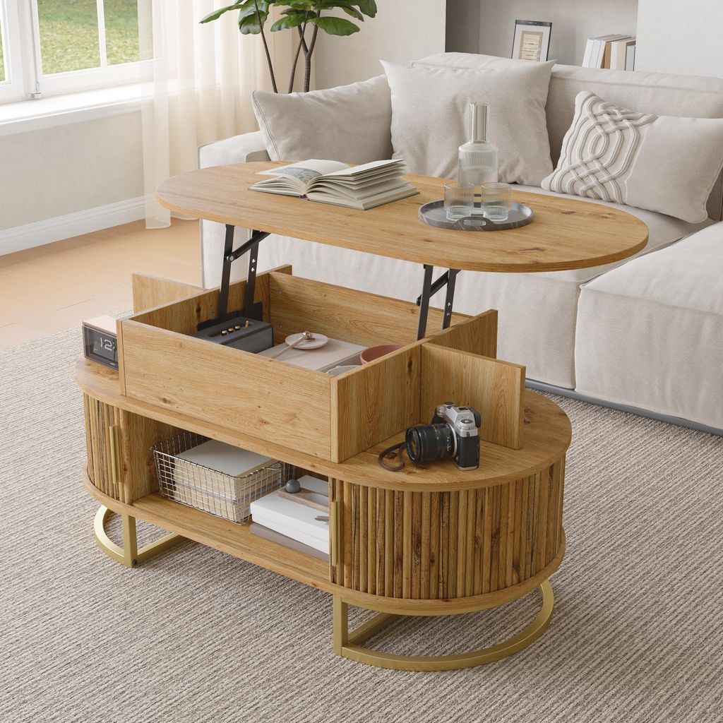 Table basse Merax réglable en hauteur avec portes Image du produit 