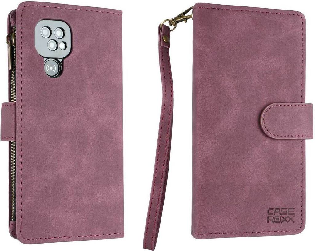 Premium caseroxx Handy-Portemonnaie für Doro 8100 / 8110 / 8200 / 8210 / 8220, Velours-Kunstleder, 6 Kartenfächer, Großes Münzfach mit Reißver...