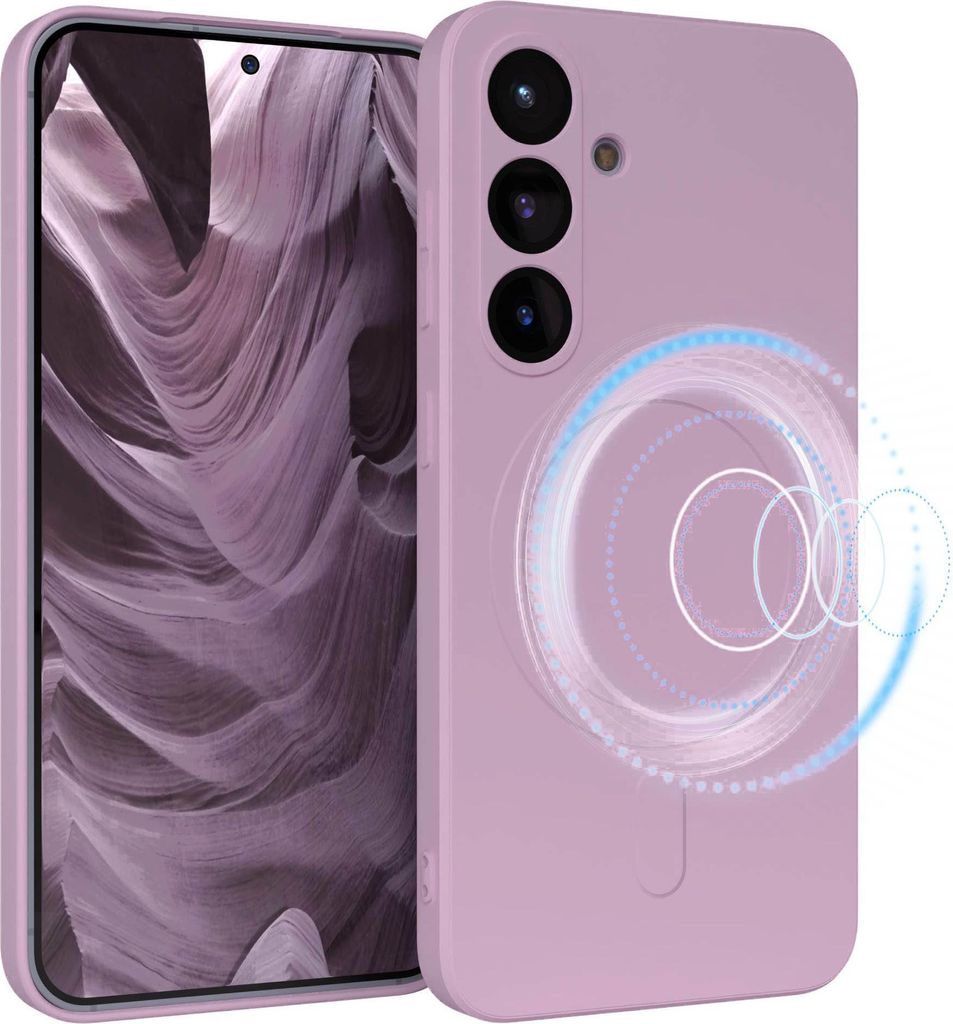 EAZY CASE - Silikonhülle magnetisch für Samsung Galaxy S25, Hülle Silikon, weich stoßfeste Magnet Handyhülle, Schutzhülle mit Kameraschutz, T...