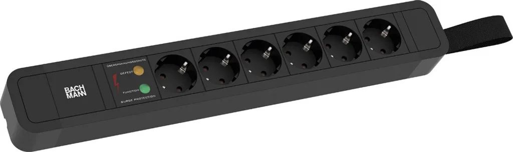 Prise multiple 6 ports pour bureau avec protection ÜSS Bachmann 2m