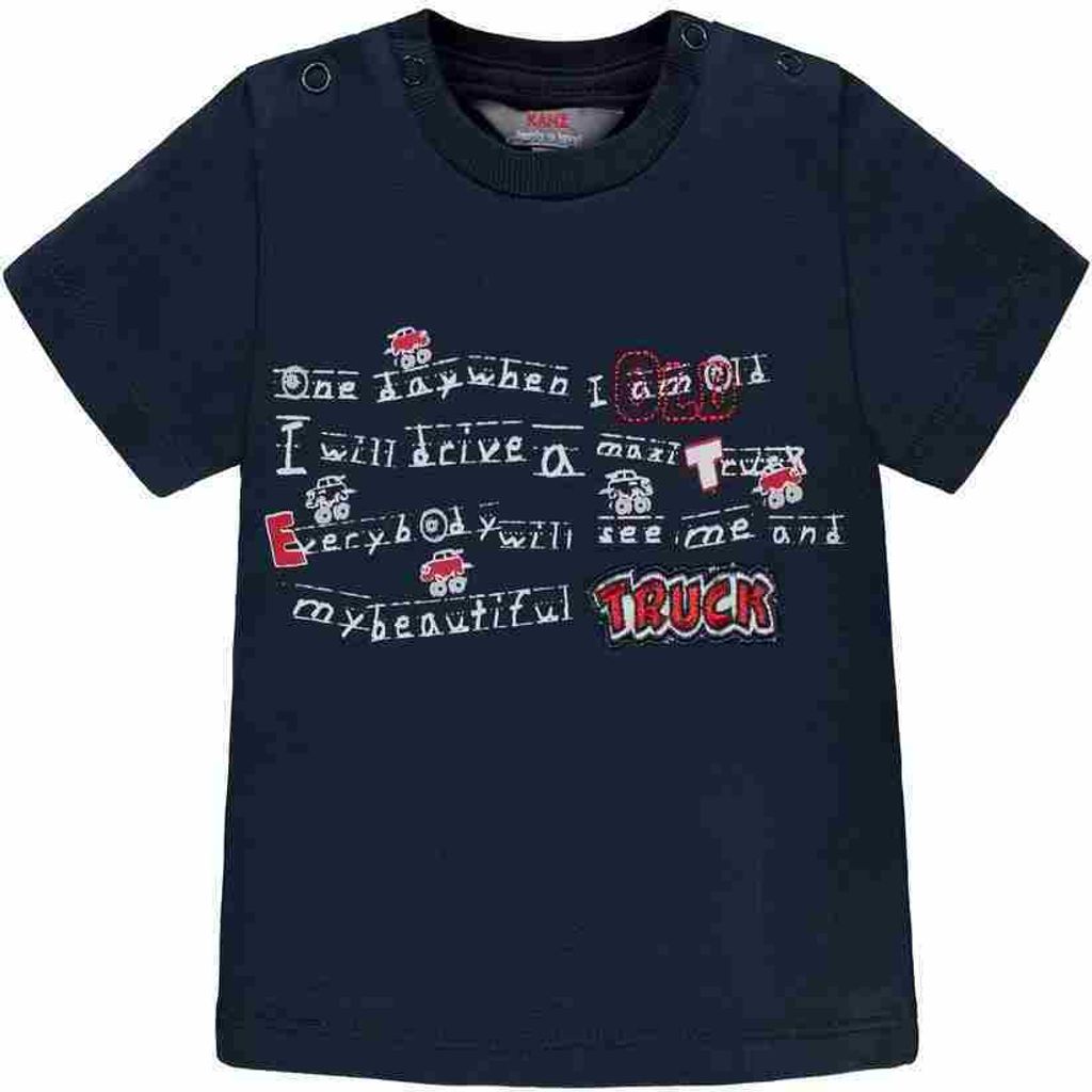 Kanz T-Shirt Gr. 68 mit Off-Road Rallye Motiv Print und Druckknöpfen am Halsausschnitt