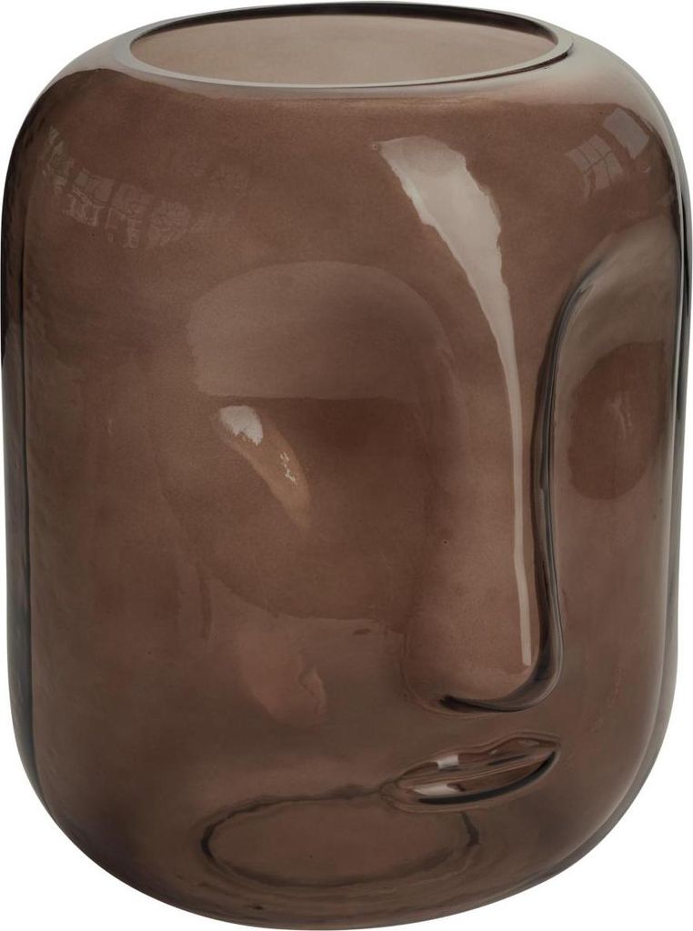 SANDRA RICH "Modern Face" Glasvase 20cm BRAUN
