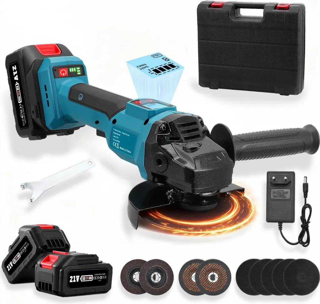 Meuleuse angulaire portative bleue brushless 800W à vitesse variable
