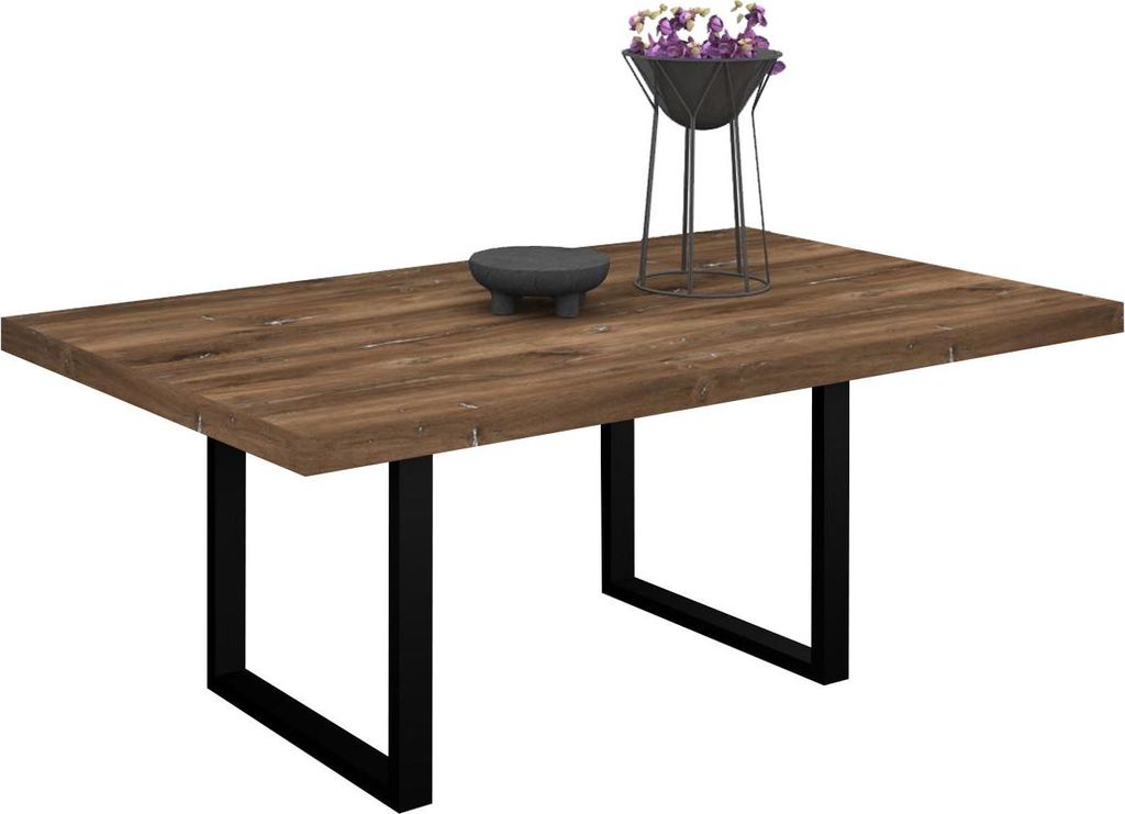 Esstisch Elgin 3 210-310x80x100 Metall+Holzwerkstoff Schwarz/Zinneiche