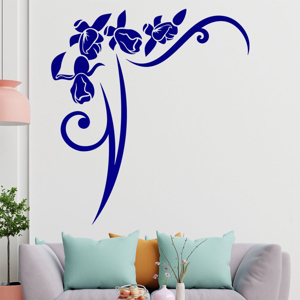 Blumen - Linien Wandtattoo in 6 Größen - Wandaufkleber Wall Sticker - Dekoration, Küche, Wohnzimmer, Schlafzimmer, Badezimmer