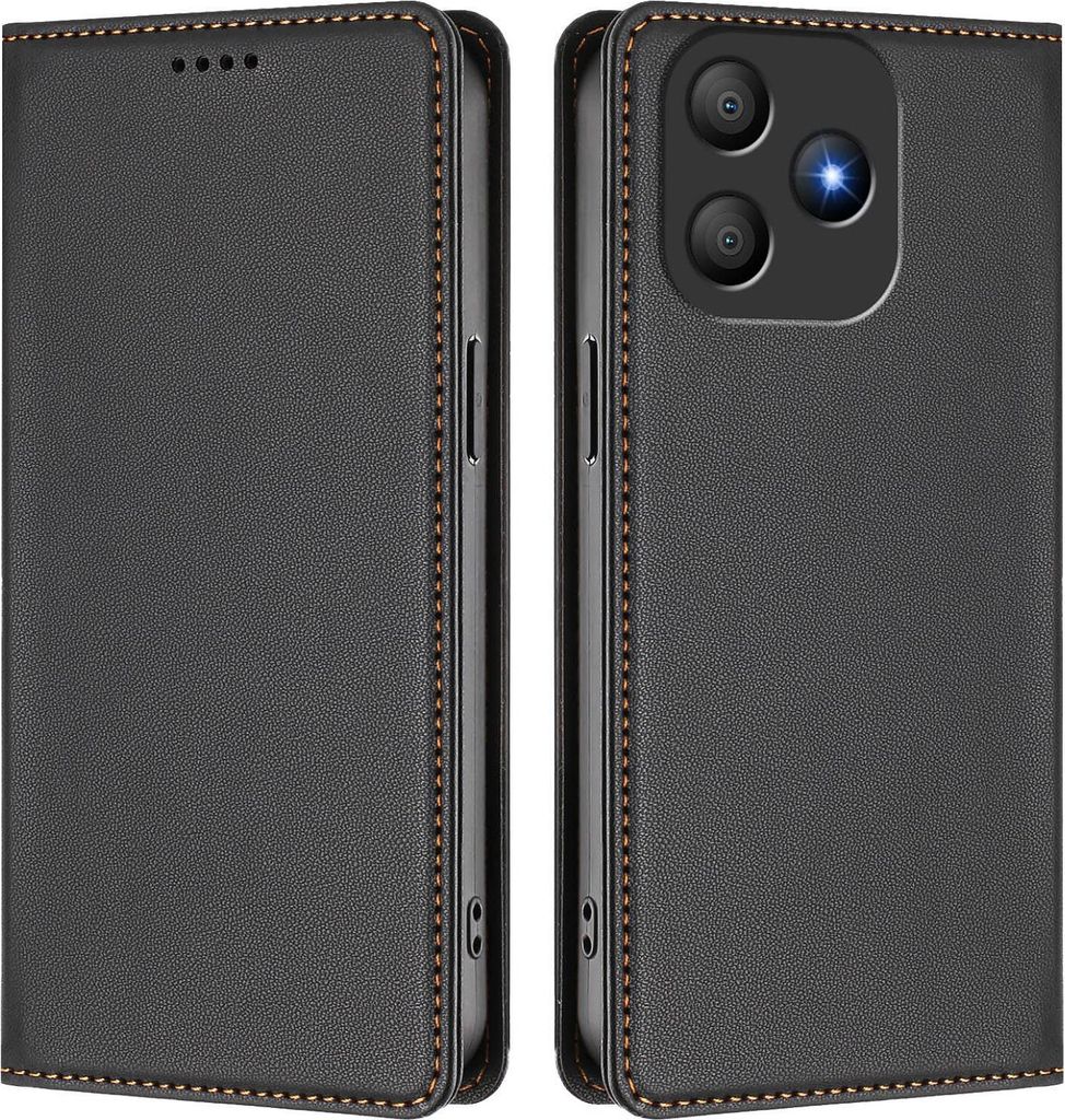 Handyhülle für Blackview Wave 9C, Kunstleder Klapphülle Stoßfeste Magnetische Hülle mit Ständer Schwarz