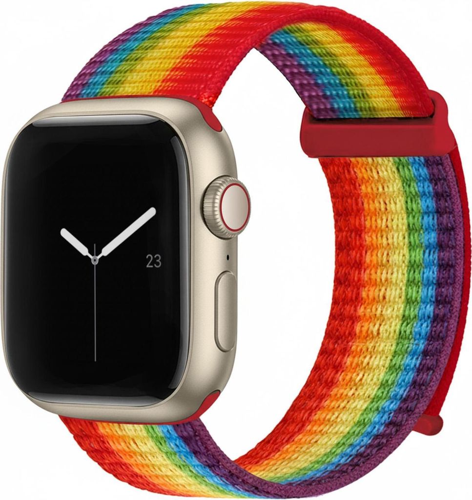 Smartwatch Armband für Apple Watch Series 4 44mm Nylon Textil Band Ersatzband Wechselband Klettverschluss flexibel atmungsaktiv Regenbogenfarben