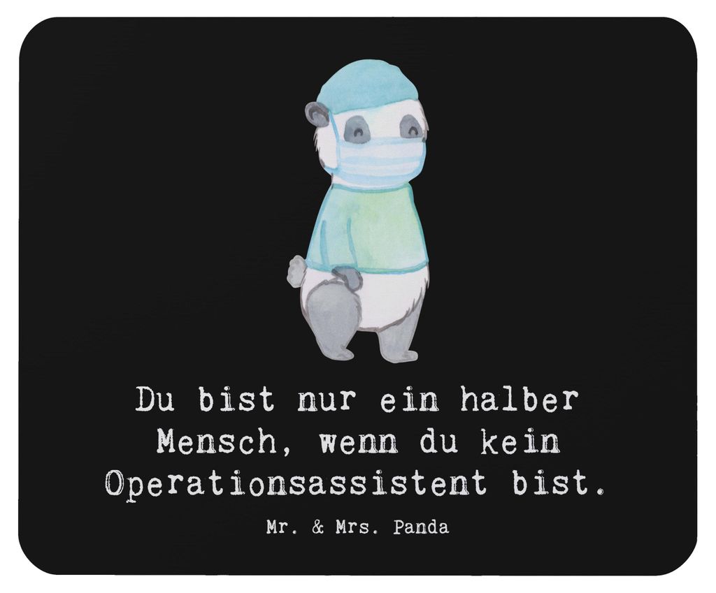 Mr. & Mrs. Panda Mouse Pad Operationsassistent Herz - Schwarz - Geschenk, Mousepad, OTA, Spruch, pc, Operationstechnischer Assistent, mauspad, maus...