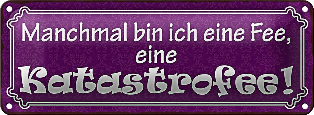 Blechschild Spruch 27x10cm ich bin eine Fee Katastrofee Dekoration