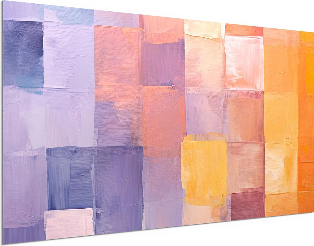 DEQORI Alu-Dibond Bild Weiß 100x50 cm 'Pastellrhythmus' Wandbild Metall dünn Design