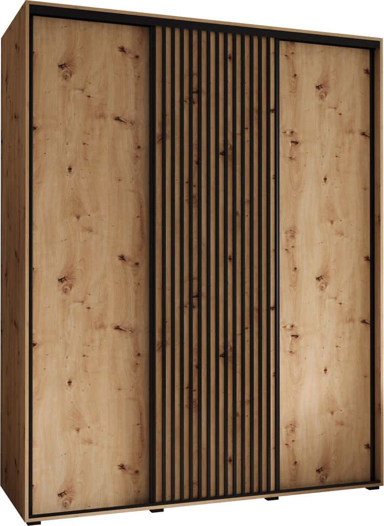 MEBLE KRYSPOL Sapporo 1 Schrank mit 3 Schiebetüren - 205,2x190x60 cm - Artisan Artisan Schwarz