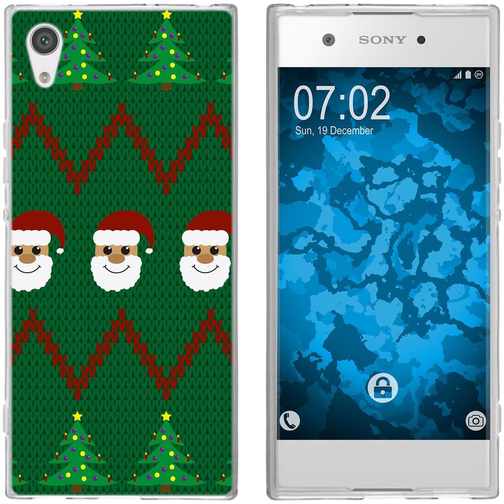 PhoneNatic Case kompatibel mit Sony Xperia XA1 Silikon-Hülle X Mas Weihnachten X-Mas Sweater M7
