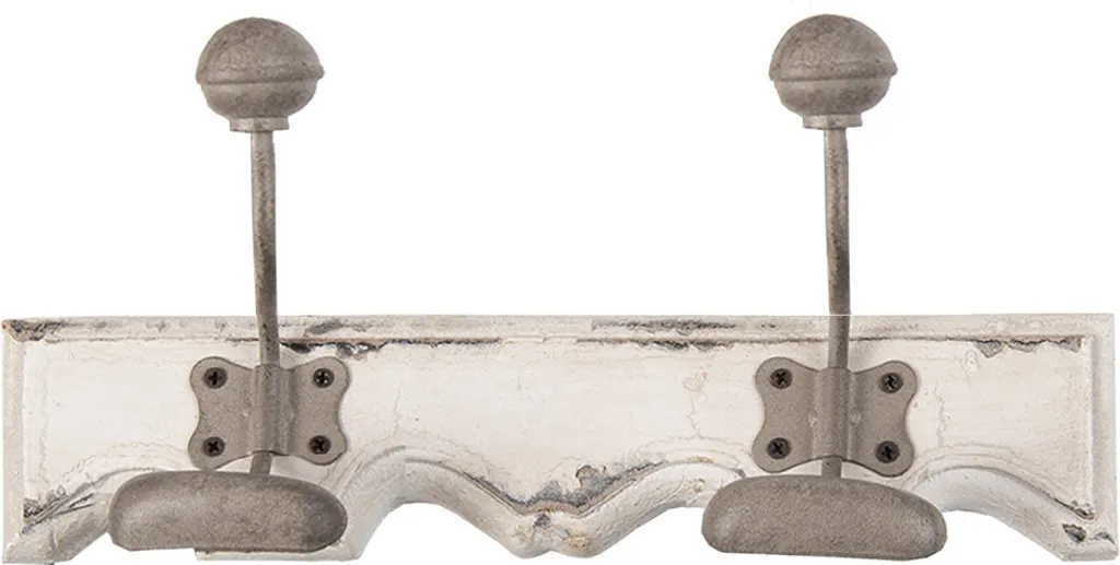 Attaccapanni Shabby Bianco Clayre & Eef - 2 Ganci Legno per Ingressi