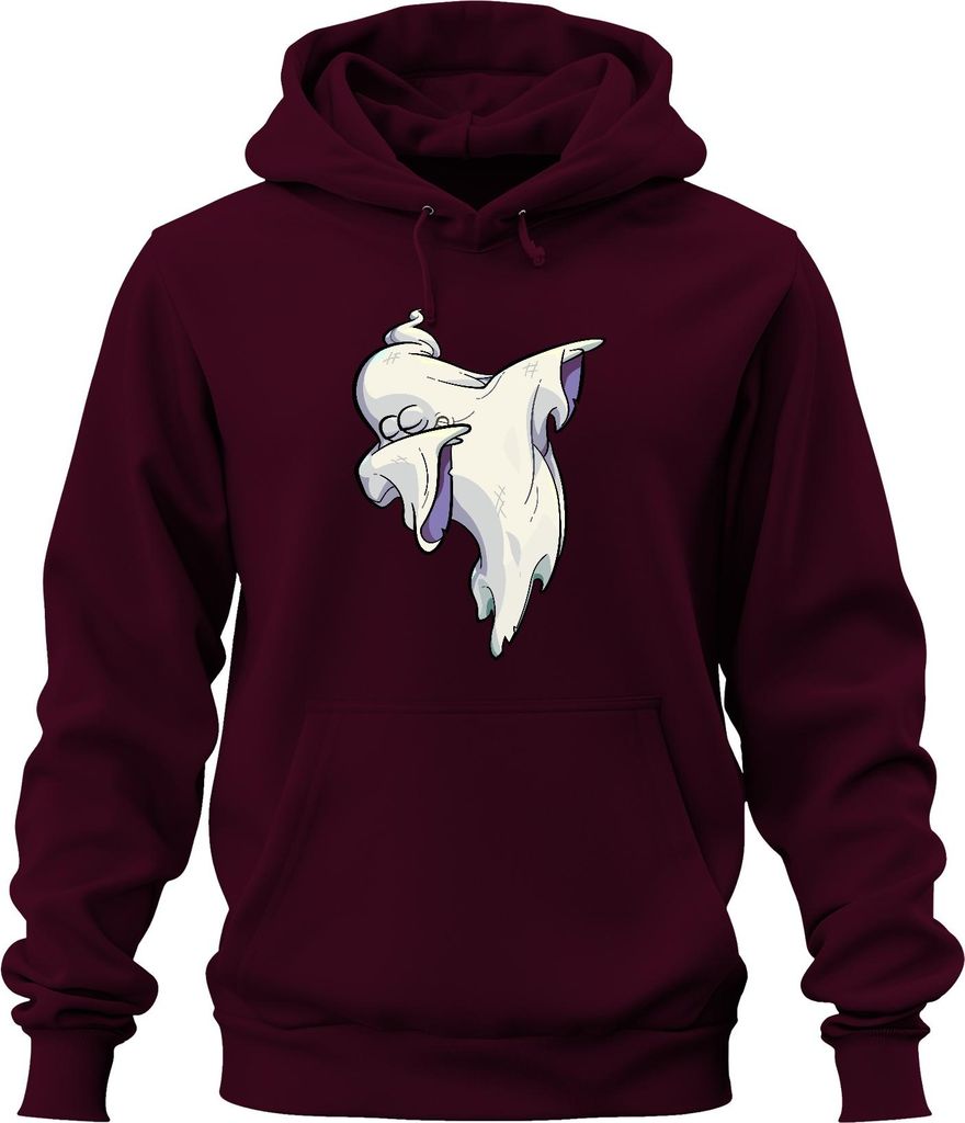 Halloween Geist Dab Cartoon Gespenst Spukhaus Gruselig Dabbing Uni Hoodie Kapuzenpullover, Burgundy, 3XL