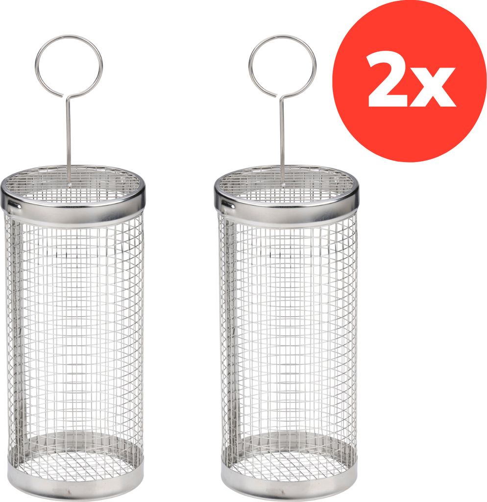 BBQ Collection Grillkorb Edelstahl Ø7,5 x 20,5 cm - 2er-Set BBQ Grillkörbe für Gemüse und Kleinteile - Hitzebeständiges Grillzubehör für Hol...