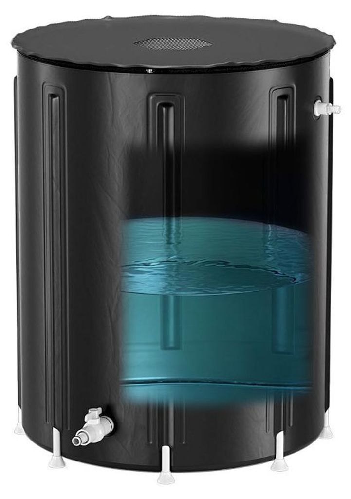 Izrielar 500L Regentonne Faltbar Schwarz mit Hahn – Regenwassertonne Regenfass Wassertank PVC Regenwasserspeicher für Garten