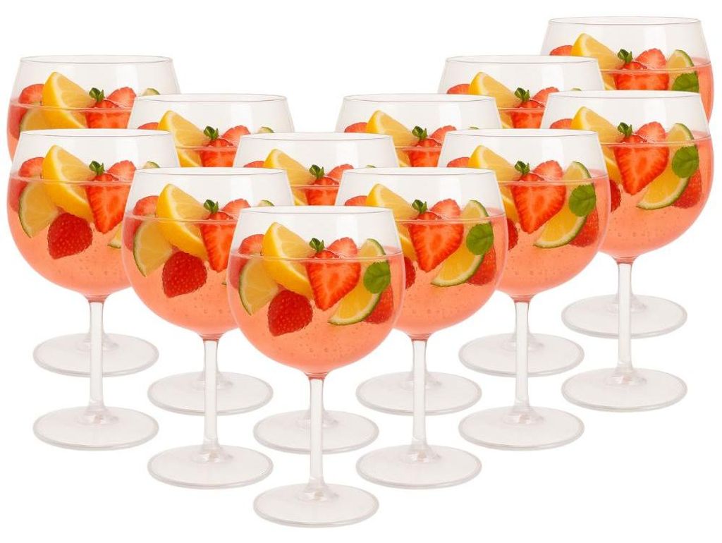 OTIX Kunststoff Gin Tonic Gläser 12 Stück Cocktailgläser Strand Camping Geschirr 570ML OCEANI