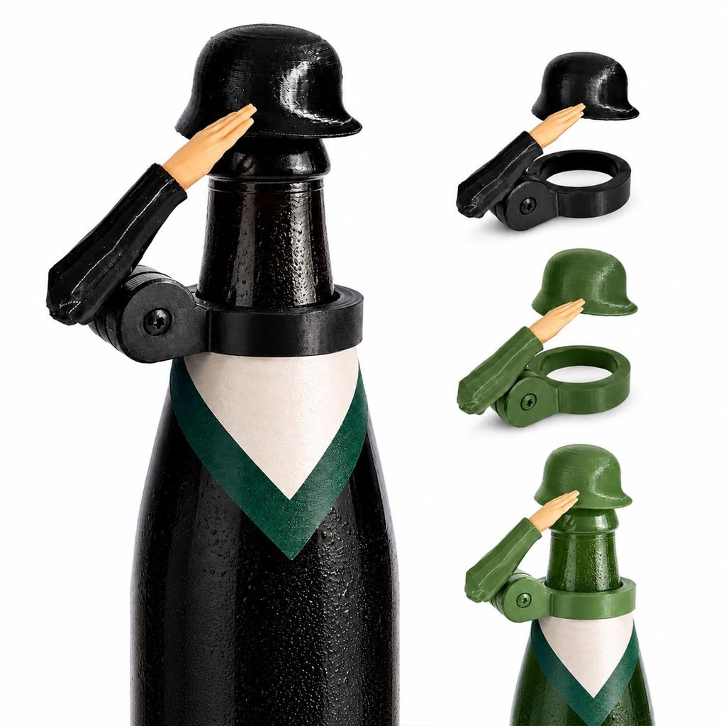 4er Set Bierflaschenverschluss Soldat Design, luftdicht Produktbild 