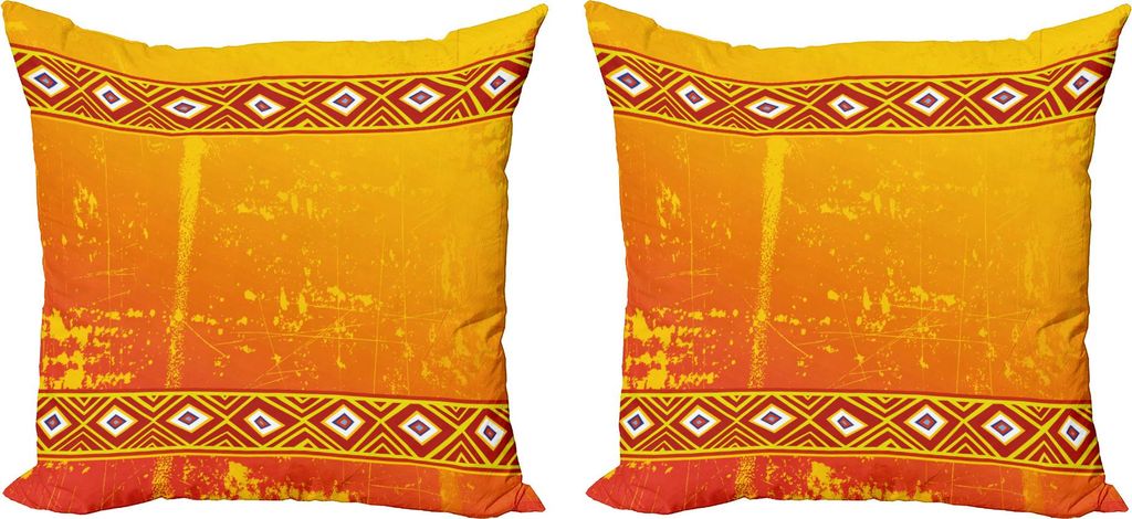ABAKUHAUS afrikanisch Kissenbezug Set (2Stück), Tribal Thema ethnischen afrikanischen Grunge Ornamente mit geometrischem Muster drucken, 40 x 40 c...