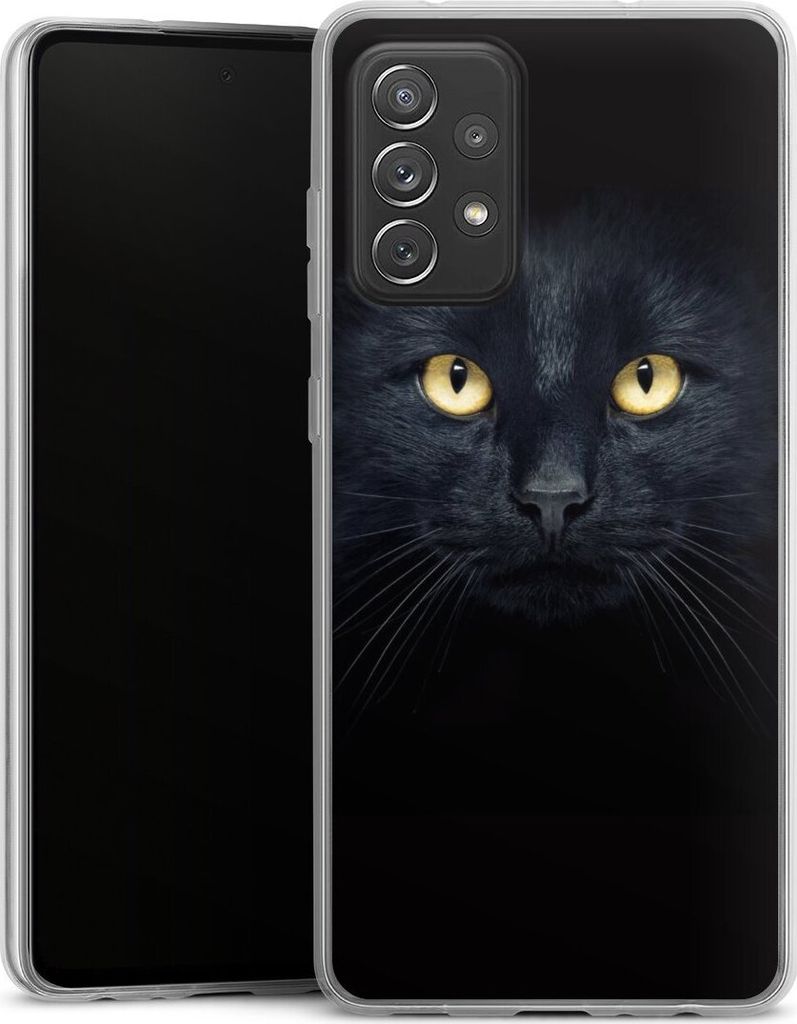 DeinDesign Slim Hülle für Samsung Galaxy A72 Silikon Case Ultra Dünn Handyhülle Auge Katze schwarz