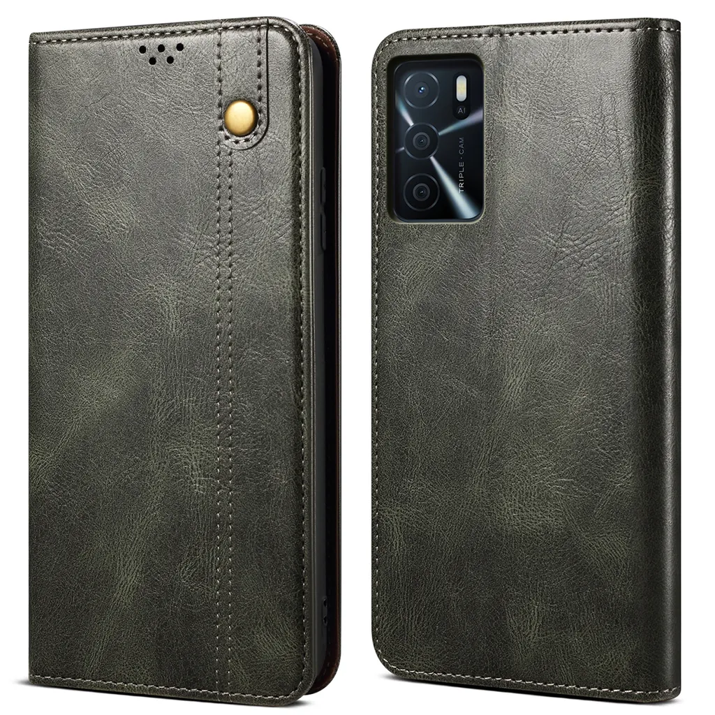 Custodia per OPPO A16, portafoglio in pelle flip case con funzione di stand verde