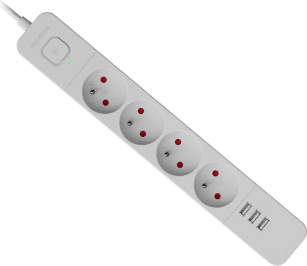 Defender SFS 133 Multiprise 4 Prises 1,5m avec 3 Ports USB Blanc