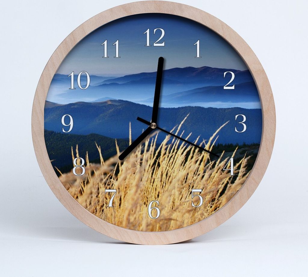 Holzuhr 30fi cm wanduhr - Berggraslandschaft