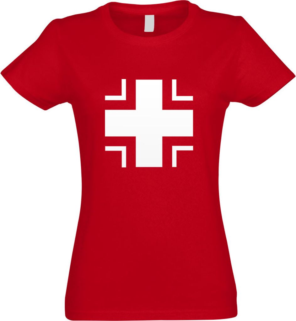 Kiwistar - T-Shirt tailliert - Damen - rot - Bundeswehr Kreuz - mit Motiv Bedruckt - Funshirt Design - Sport - Freizeit - Damen - S