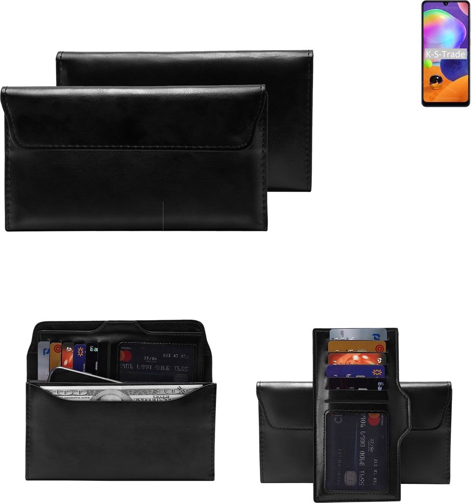 K-S-Trade Handy Hülle kompatibel mit Samsung Galaxy A31 Schutz Hülle Tasche Schutz Case Handytasche Kunstleder schwarz, 1x