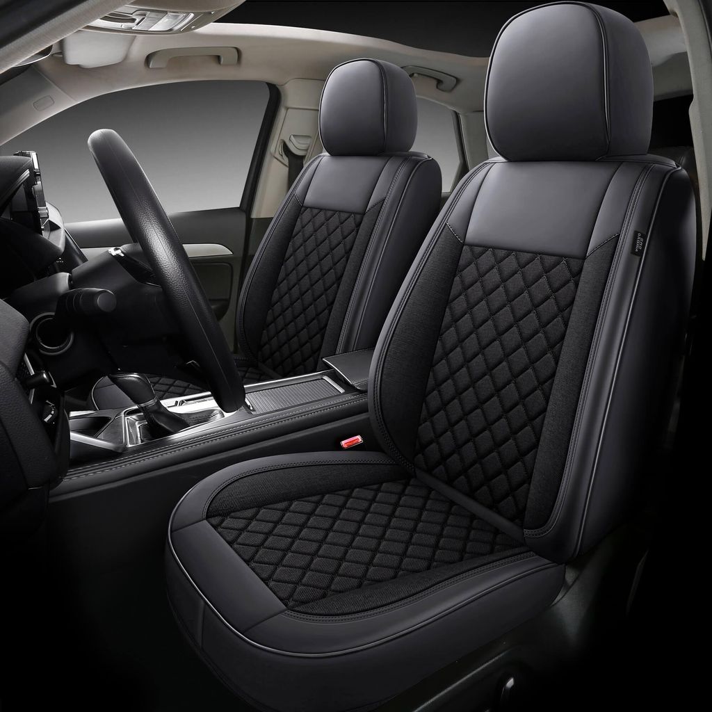 Autositzebezüge für Ford Ranger 3 | Set mit 2 | Hochwertiges Kunstleder (Skai) | CLS900 Serie | Schwarz mit schwarzen Nähten